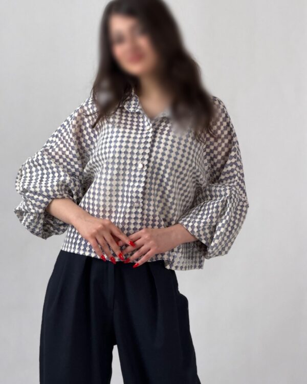 شومیز چار خونه مزونی کد ۳۰۷۶